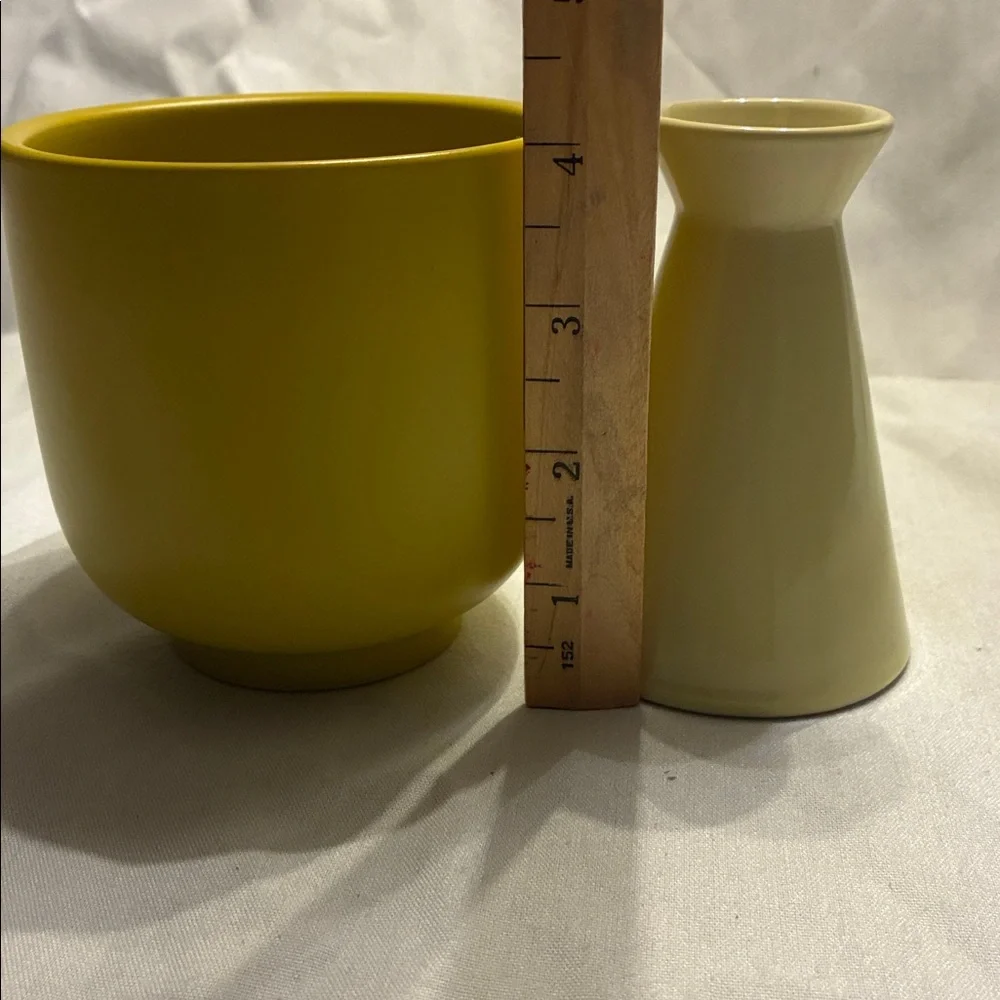 Yellow Vase Set/2 Planter/Vase /Vase Set Very Vibrant and VERY Yellow and Cheery
